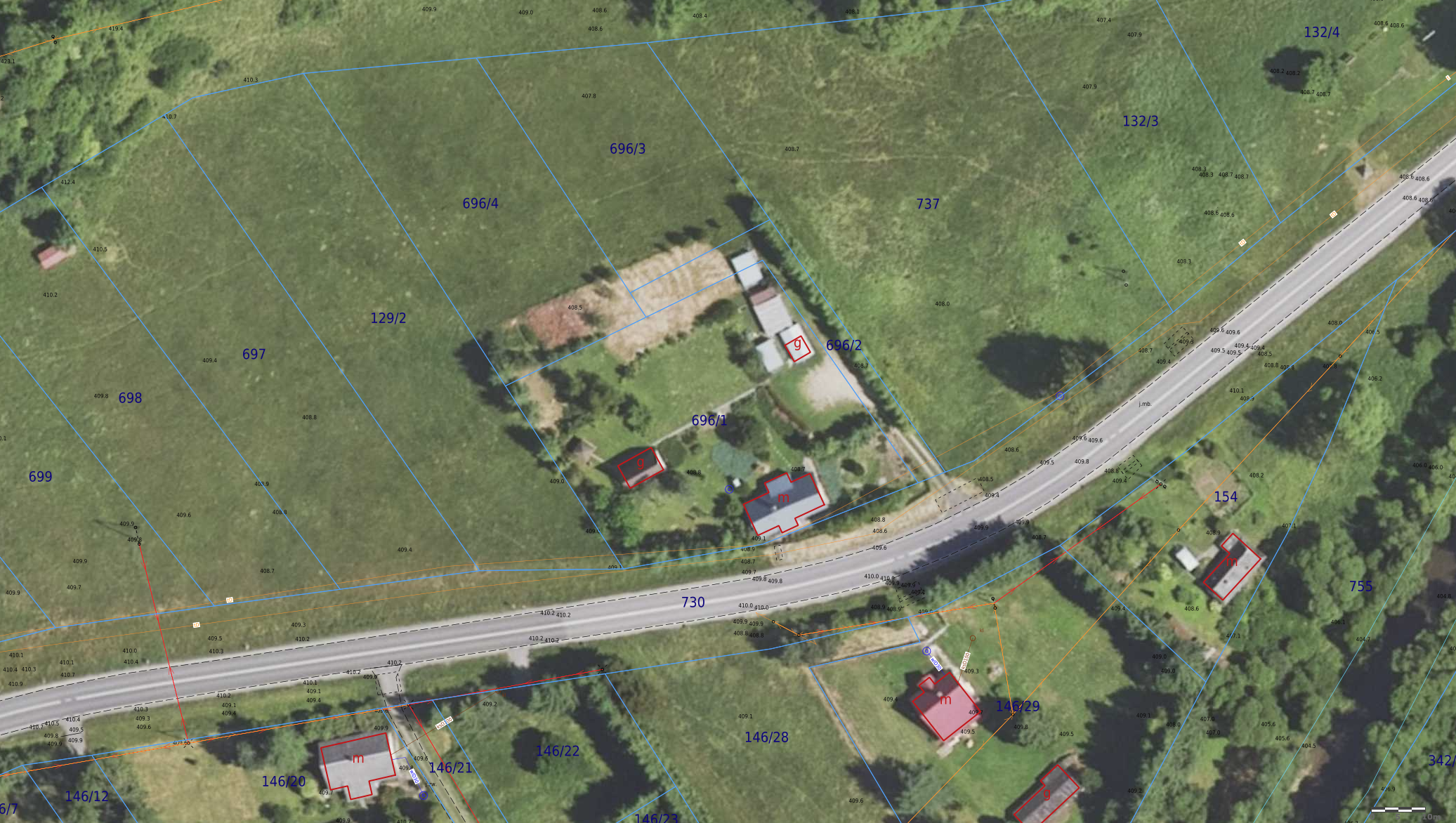 Widok z lotu ptaka na działki w Krościenku